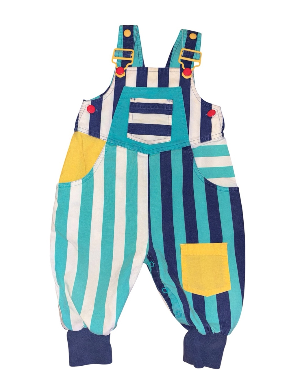 Vintage Gymboree romper coveralls striped clown rainbow tag